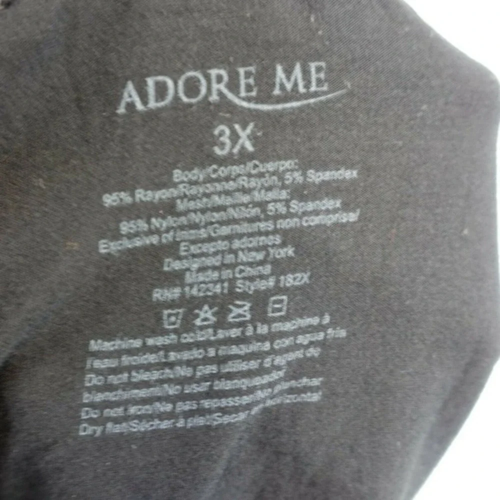 Adore Me Womens 3X XXXL Black Floral Lace Chemise Dress Sleepwear‎ Strappy New